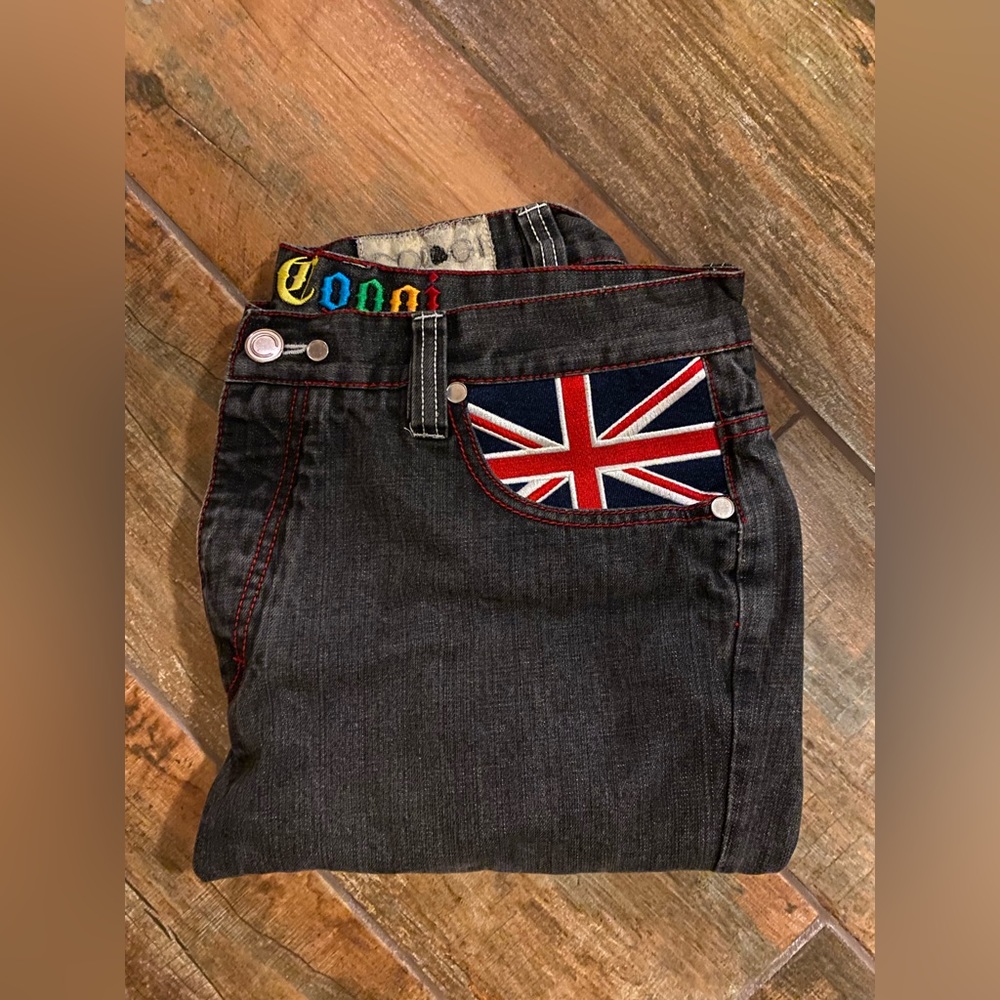 COOGI Union Jack Denim Jeans early 2000s embroidered logo